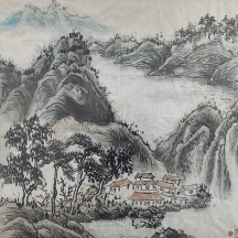 'נוף מקומי' - ציור סיני, דיו ואקוורל על נייר אורז