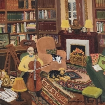 ג'נבייב טרווה-נואל (ציירת צרפתיה, Genevieve Terver-Noel) - 'נגן קונטרבס וכלבו'