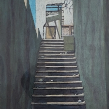 אד סרנוף (צייר ישראלי מעין הוד, Ed Sernoff) - 'מדרגות לשמים' - גירי פנדה על נייר