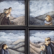 אביגיל יורש (Avigail Yoresh) - ארבעה ציורים ממוסגרים יחד, אקריליק על בד צרפתי