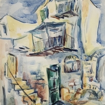 'גרם מדרגות' - ציור אקוורל על נייר, חתום