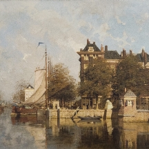 ג'ונהס כריסטיאן קרל קלינקנברג' - 'נוף סירה', שמן על בד.