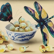 הנס ורהוף (Verhoef Hans) - 'שפירית ופרפר כחול ליד קערת פירות' –