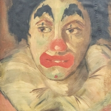 ניסים שבח (Nessim Shevah) - 'ליצן' - שמן על בד מוצמד לקרטון, חתום ומתוארך 1968