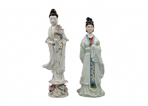לוט של 2 פסלי פורצלן סינים דקורטיביים