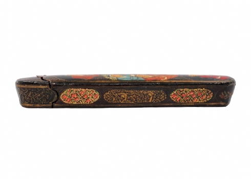 קלמדן (Qalamdan) פרסי עתיק ויפה מהמאה ה-19, עשוי עץ, עיסת ניר (פפיאה מאשה)