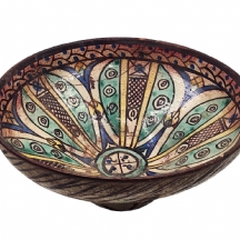 לאספנים - קערה מרוקאית עתיקה מסוף המאה ה-17 או מתחילת המאה ה-18, עשויה חרס מעוטר