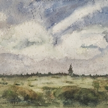 'אופק ענני' - אקוורל על נייר, חתום I. Sterner