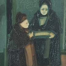 אברהם גולדברג (Avraham Goldberg) - 'נשים מארחות', שמן על לוח