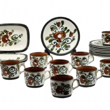 חלקי סט בלגי, עשוי קרמיקה, מעוטר בצביעה בעבודת יד