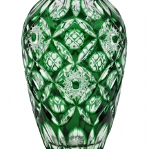 אגרטל קריסטל, מעוטר בליטוש ידני מסוג 'Cut to Clear' בגון אמרלד