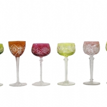 6 גביעי קריסטל צבעוניים שונים מלוטשים בעבודת יד