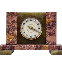 שעון שולחני אר דקו, עשוי שיש, אוניקס ומתכת. כבד.