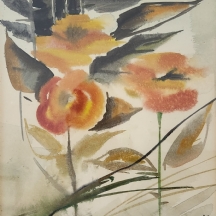 'פריחה כתומה' - אקוורל על נייר