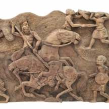 תבליט אפריקאי גדול מיימדים עשוי עץ, מגולף בעבודת יד אמן