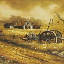 'עגלה ואסם' - שמן על לוח