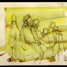 'מופשט' - ציור חתום אקוורל ודיו על נייר