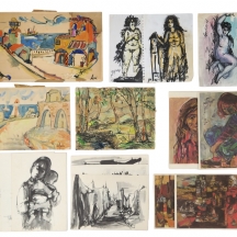 לוט של 16 ציורים וליטוגרפיות שונות