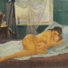 'צייר בסטודיו אמן' - שמן על קרטון