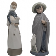 שני פסלוני פורצלן ספרדיים תוצרת 'יאדרו' ('Lladro')
