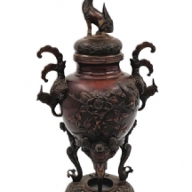 אגרטל ברונזה יפני עתיק ואיכותי מאד מתקופת 'מייג'י' (Meiji Period)