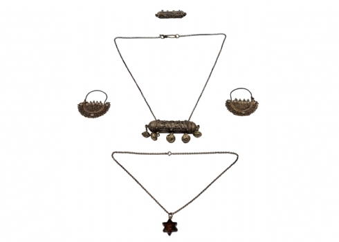 לוט של 5 תכשיטים, ישנים ועתיקים עשויים כסף וכסף נמוך