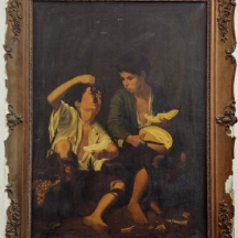 'שני ילדים קבצנים אוכלים פירות' - שמן על בד