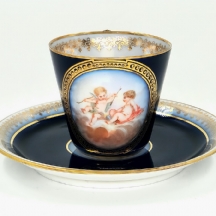 ספל פורצלן צרפתי עתיק איכותי ויפה מסוג ספל דמיטאסה (Demitasse Cup)