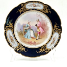 צלחת פורצלן צרפתית עתיקה מתוצרת 'סוורה' (Sevres)