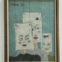 ג'ני קלי (Jenny Kali) - 'פני פוקר', גירי פנדה וגואש על נייר, חתום