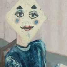 ג'ני קלי (Jenny Kali) - 'חיוך מעוין לבן', שמן ופנדה על נייר, חתום ומתוארך 1977