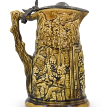 קנקן צרפתי עתיק תוצרת 'Anci Mouzin, Lecat & Cie', עשוי מג'וליקה (Majolica)