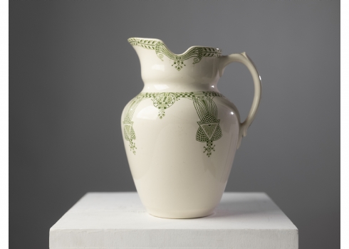 כד חרס בלגי עתיק מסט רחצה לטואלט, מתוצרת: 'Boch Freres, Keramis'