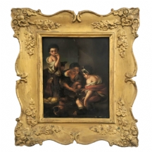 ציור שמן עתיק על לוח נחושת נתון במסגרת עתיקה, המאה ה19