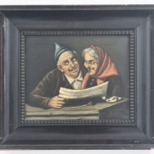 'זוג קורא' -  ציור אירופאי עתיק בו כמאה שנה, ע"פ מקור ידוע, שמן על בד