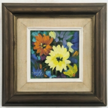 מיליה לאופר (Milia Laufer) - 'פרחים', שמן על בד, חתום,