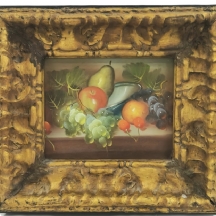 'טבע דומם עם אגס ותפוח' - ציור שמן על בד