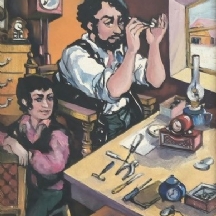 נחמן זבלודוביץ (Nachman zablodovits) - 'שען יהודי', ציור שמן על בד, חתום