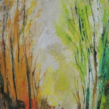 א. אורן, 'כלניות בחורשה' - שמן על לוח, חתום בפינה השמאלית התחתונה