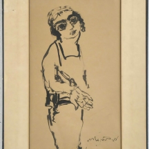 משה ברנשטיין (Moshe Bernstein), 'נער יהודי' - אקוורל על נייר, חתום