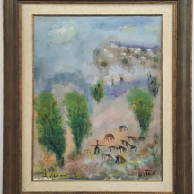 גולדמן, אלברט (Albert Goldman), 'רועה צאן עם כבשים בדרך לירושלים' - שמן על בד