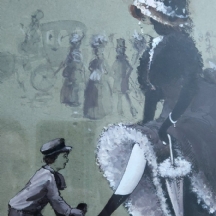 'מצחצח הנעליים' - ציור עתיק, אקוורל וגואש על נייר, חתום: Theo