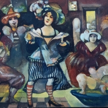 גרטי רובינשטיין רוטמן (Gerti Rubinstein) - 'בבית המרזח' - ציור שמן על לוח