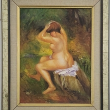 על פי פייר-אוגוסט רנואר (Pierre-Auguste Renoir) - 'מתרחצת' - ציור שמן על בד