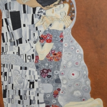 על פי 'הנשיקה' של גוסטב קלימט, ציור גדול, שמן על בד, לא חתום