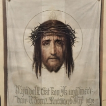 'הצעיף של ורוניקה הקדושה' - ראש ישו, הדפס חתום בפלטה 'Jozef Janssens'