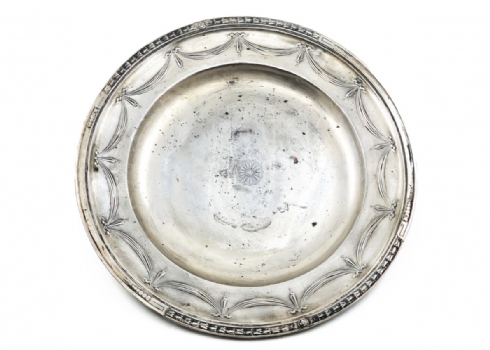 צלחת כסף גרמנית גדולה יפה ואיכותית להגשה וכיבוד, מתוצרת: 'M. H. Wilkens & Sohne'
