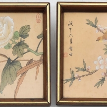 לוט של שני ציורים סיניים עתיקים, אקוורל על נייר