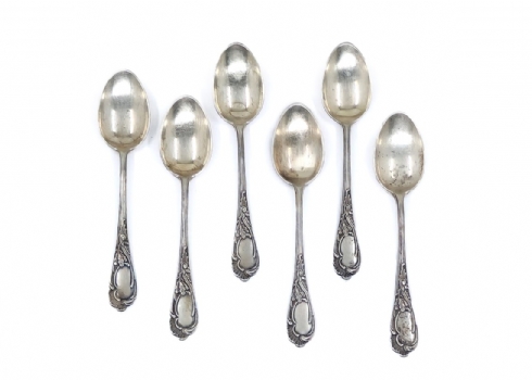 סט 6 כפיות כסף רוסיות (סובייטיות), עשויות כסף 875, חתומות