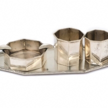 4 כלי כסף פולניים (דגמים ויצרנים שונים) המהווים יחד סט עישון שולחני